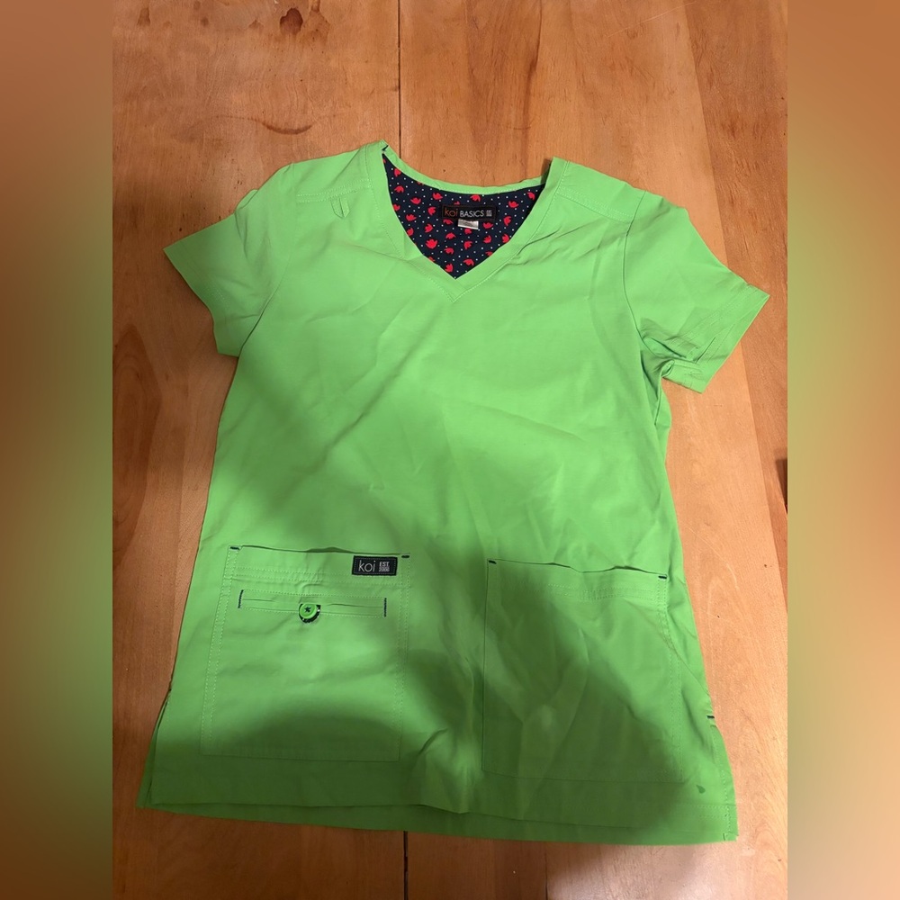 Koi Basics Lime Green Scrub Top